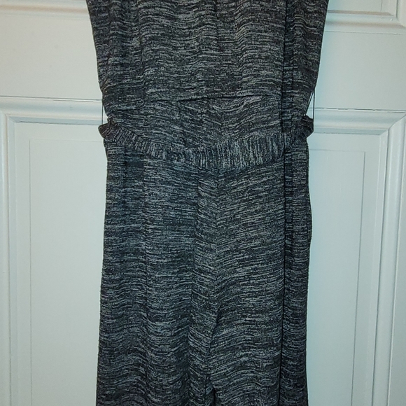 Talbot's Sleeveless Cropped Jumpsuit Marled Black Self-tie Pockets - Picture 3 of 8
